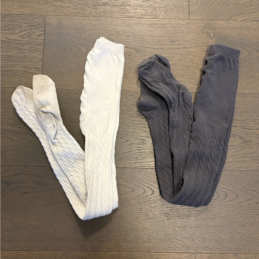 Gymboree girls ivory & gray tights EUC retail $39 each